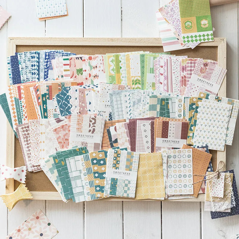 Fifty pieces of small, coloured retro note paper in dessert shades like caramel puff and pineapple soda.