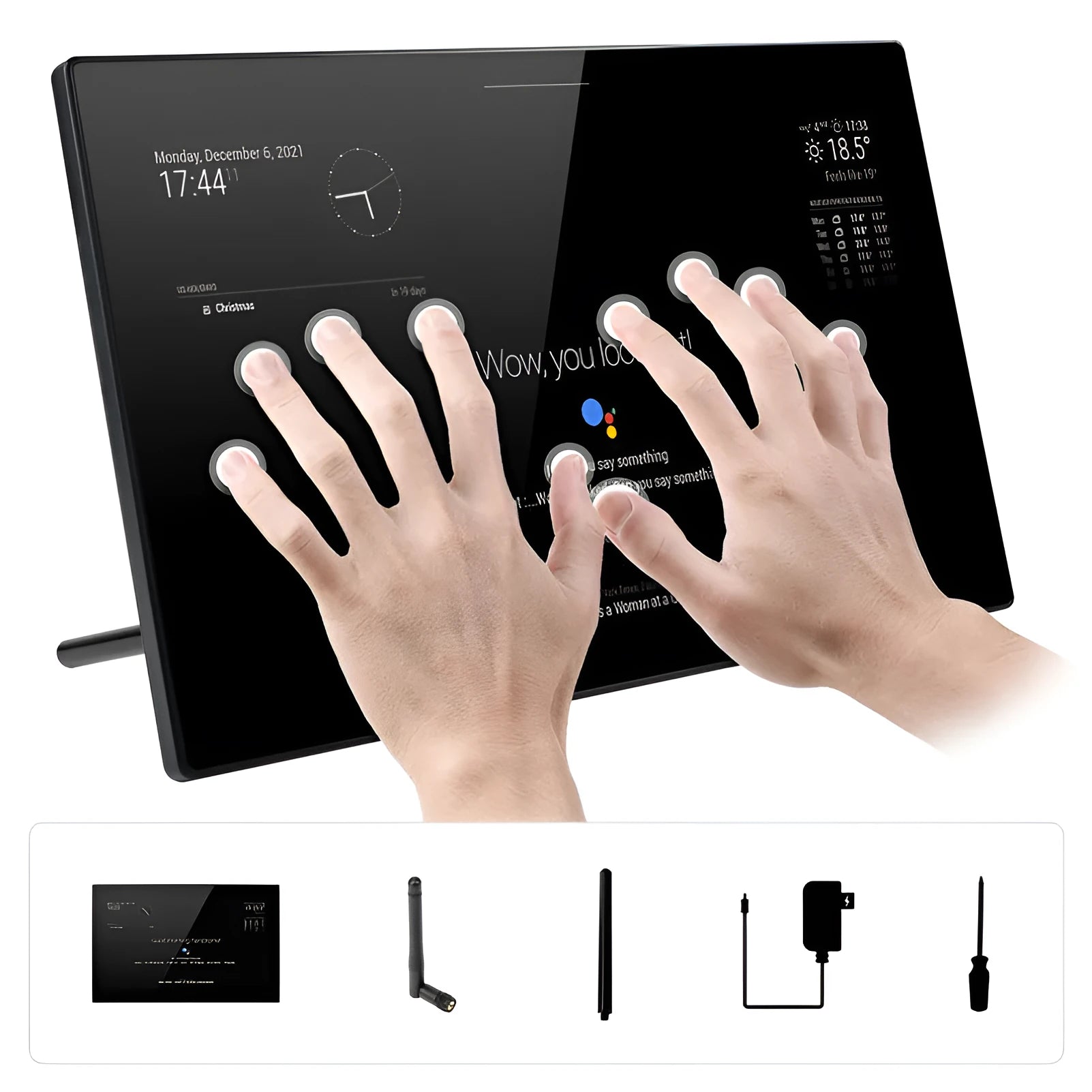 13.3 inch integrated computer voice assistant CM4 touch display panel in ABS housing