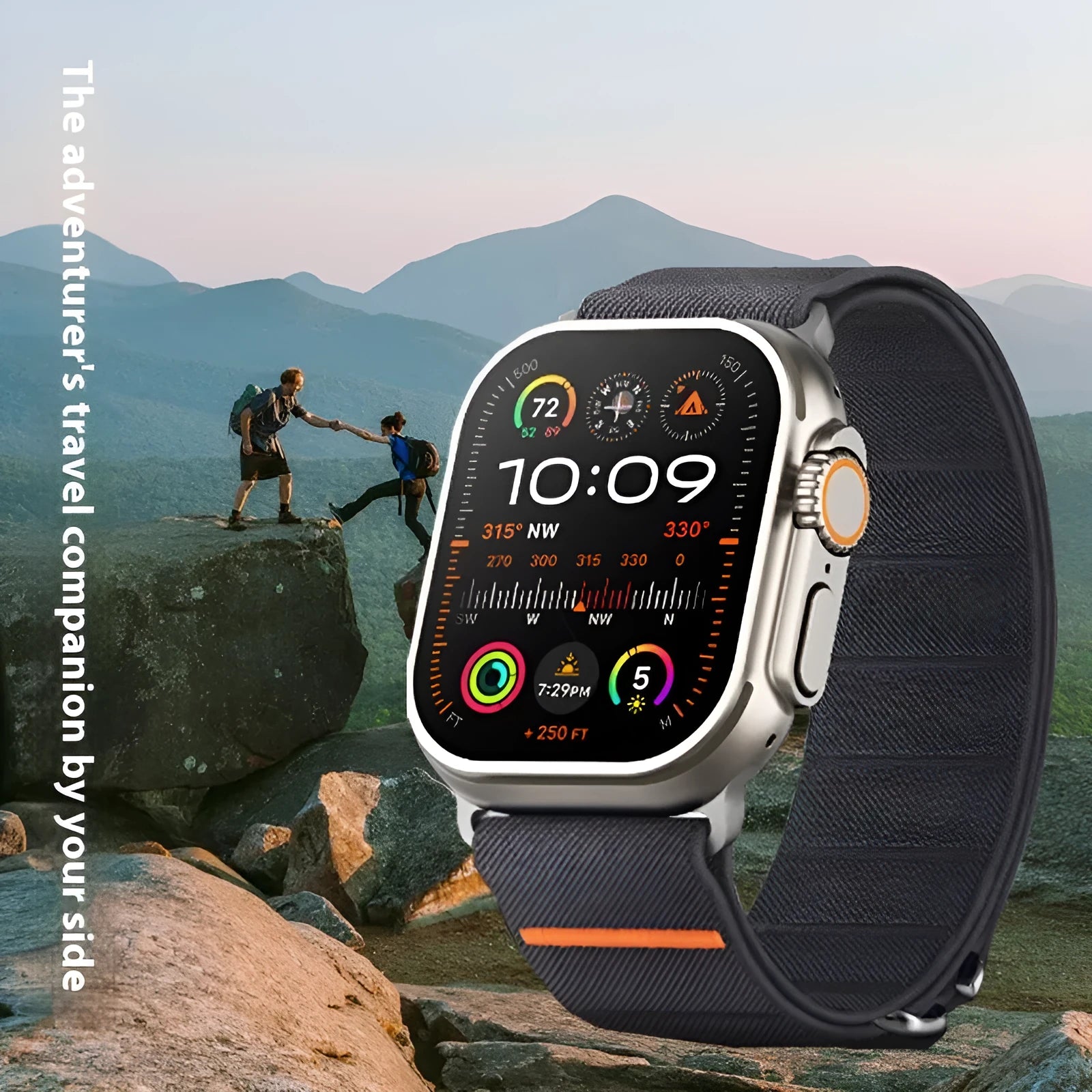 Elastic nylon Apple Watch band with stainless steel buckle in sports style