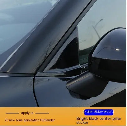 23 Outlander car A pillar and B pillar with applied protective film in carbon fibre pattern