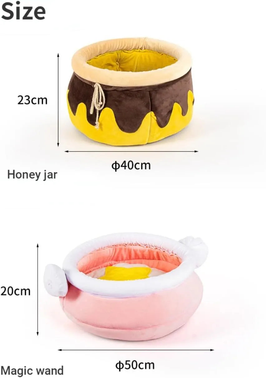 Honey pot magic shape cat sofa bed in pink or yellow with removable pad for small pets