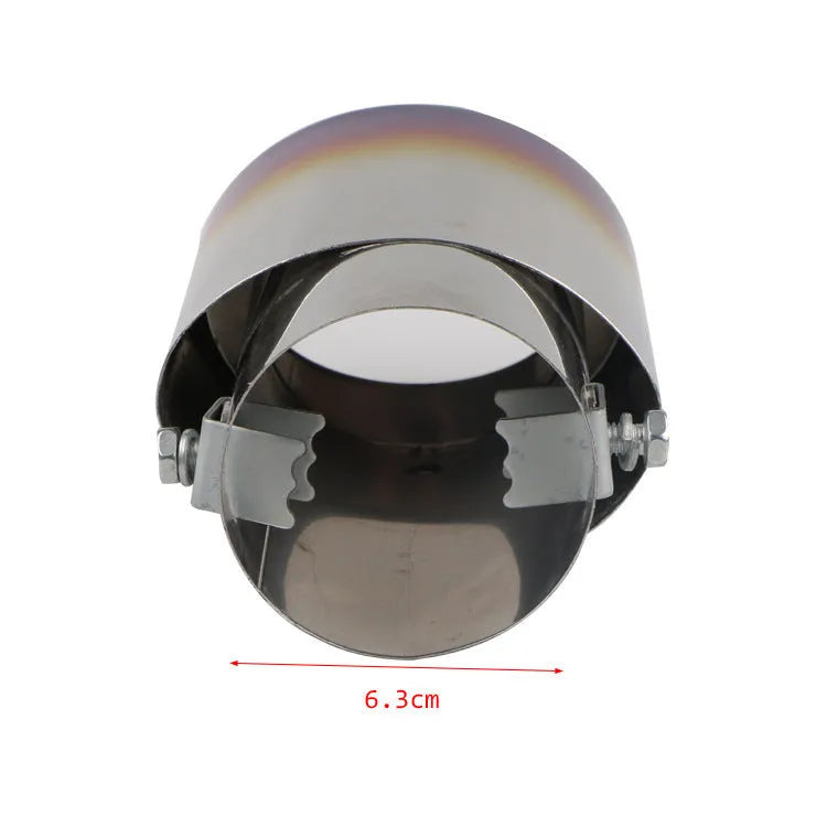 Stainless steel car exhaust tailpipe, 140mm long, shown in straight and curved shapes.