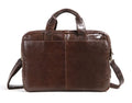 Brown first layer cowhide leather business briefcase with 18-inch laptop compartment