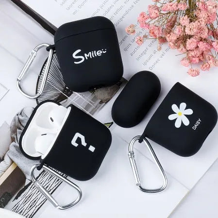 A hard PC back cover case for AirPods in various colours and decorative styles.
