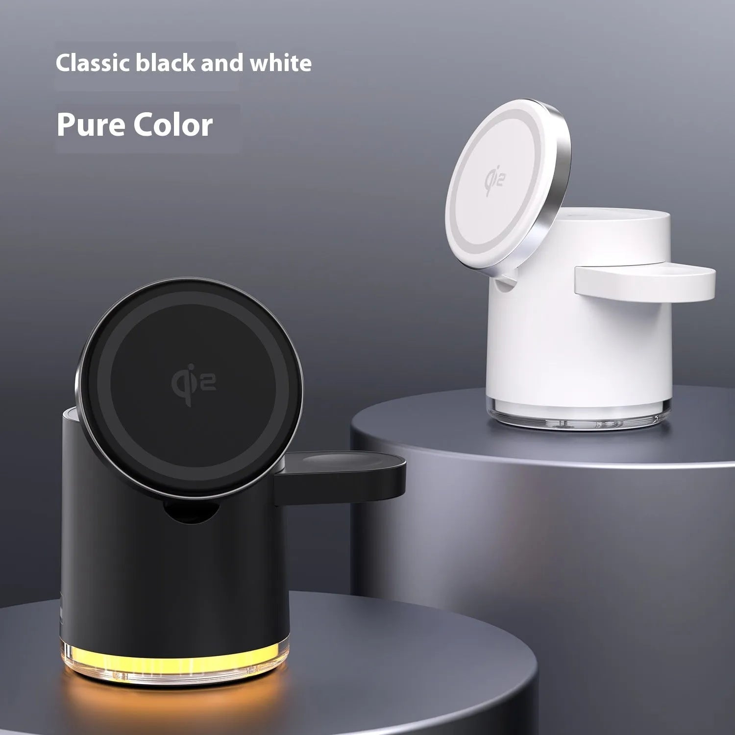 C16 portable magnetic folding three-in-one wireless charger in black or ivory white