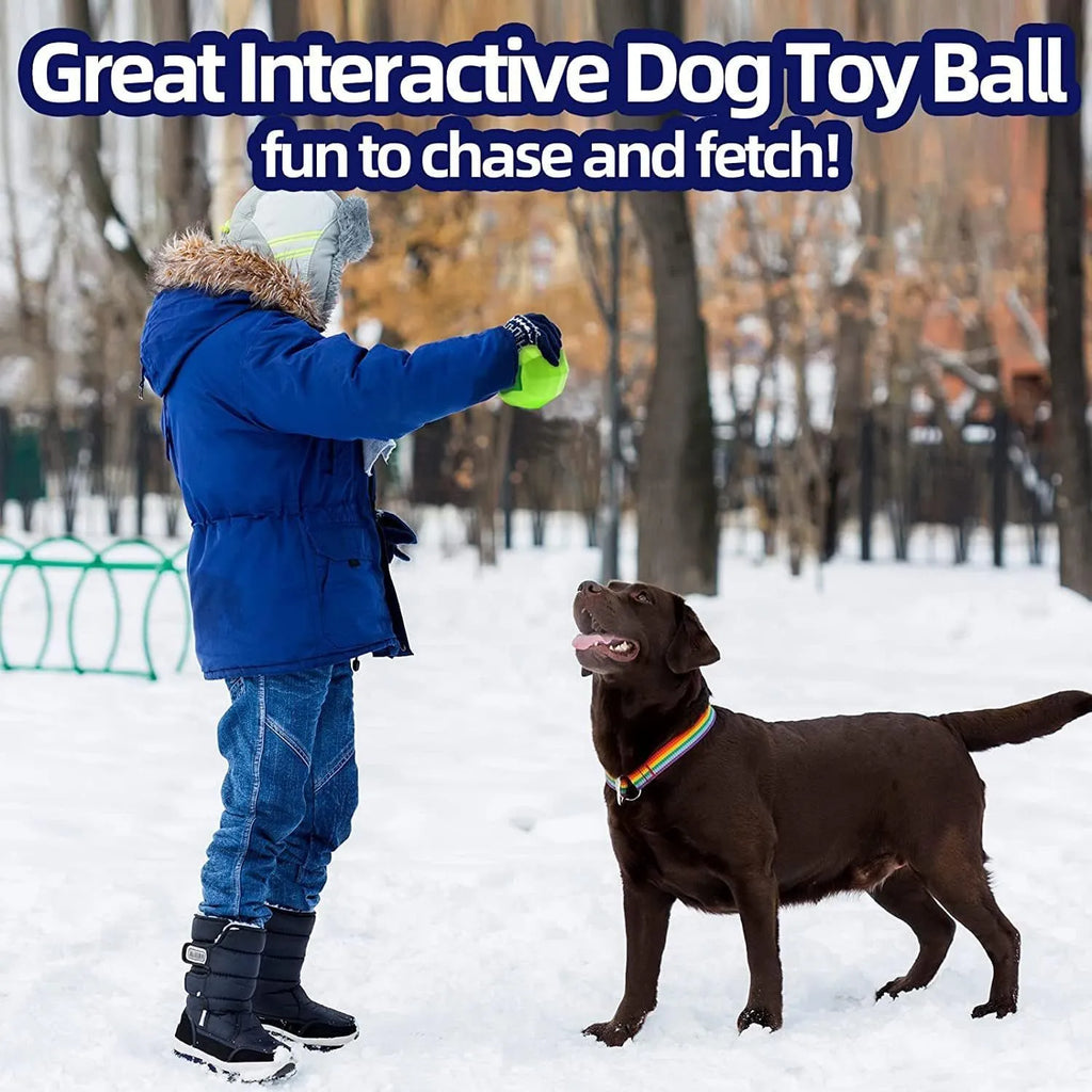 Green natural rubber dog squeaky ball toy for medium large breed aggressive chewers