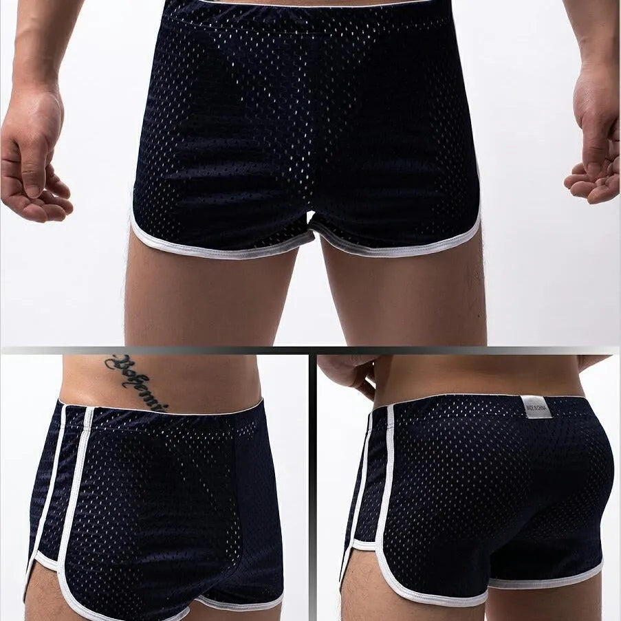 Men's cotton nylon blend boxer shorts in mid waist design showing breathable fabric texture