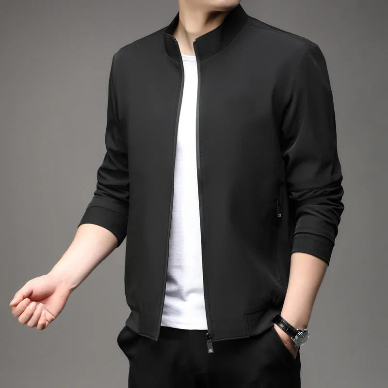 Korean style men's loose lapel autumn jacket in polyester available in multiple colours