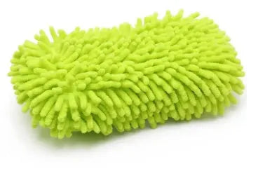 Silver green chenille car wash sponge measuring 14x25cm with microfiber construction