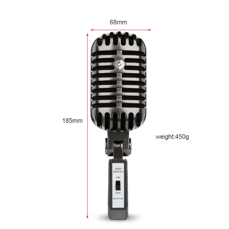 Retro style condenser microphone with cardioid pattern for karaoke and recording