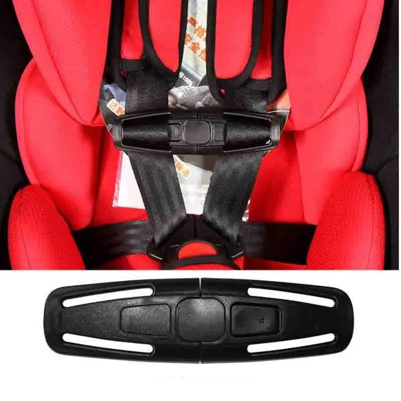 Black nylon child car seat belt buckle clip for 5-point harnesses