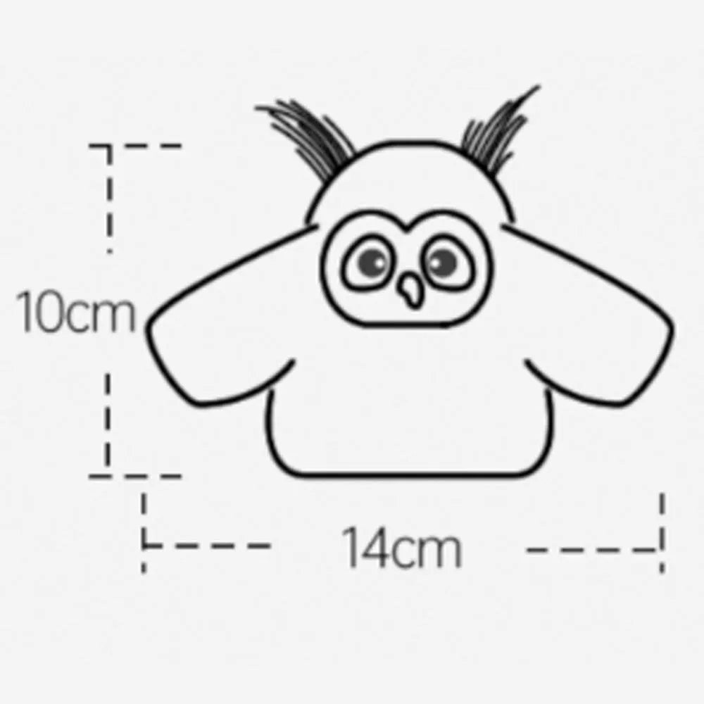 Grey automatic chirping owl cat toy with flapping wings on USB charging cable