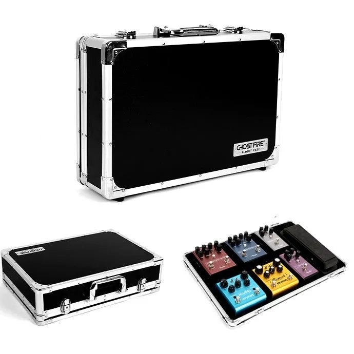 Flight Box T-EC8 trumpet style guitar effects pedal in a metal flight case enclosure