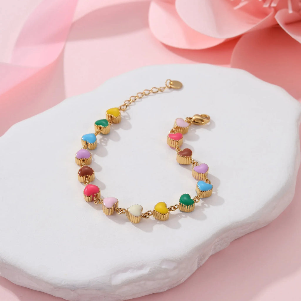 Heart-shaped stainless steel bracelet with 18K gold electroplating in women's jewellery