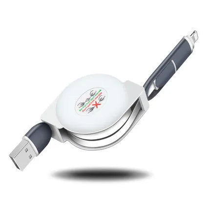 3-in-1 telescopic charging cable extended to 120 cm with titanium alloy connectors