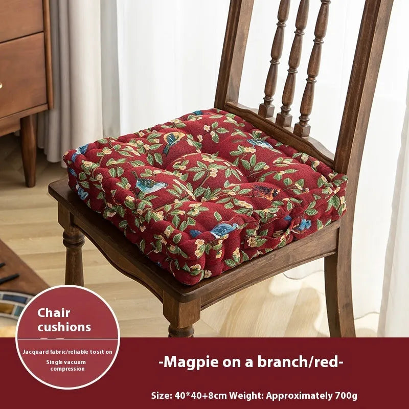 American style dining chair cushion with decorative plant pattern, 40x40x8cm dimensions