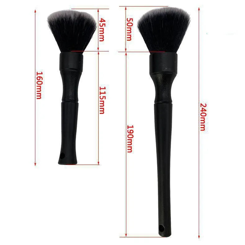 Black car detailing brush with pig hair bristles and PP handle in two size options