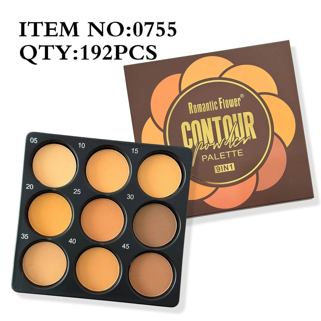 Dark matte makeup palette with 9 colour eyeshadows and repair disk