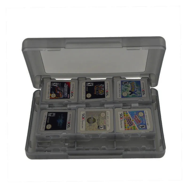 NDS 3DS game card storage box holding multiple game cartridges, shown in blue colour.
