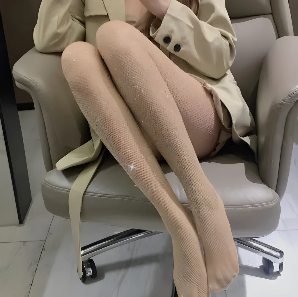 Women's fishnet socks with diamond mesh pattern in skin colour, black, or white