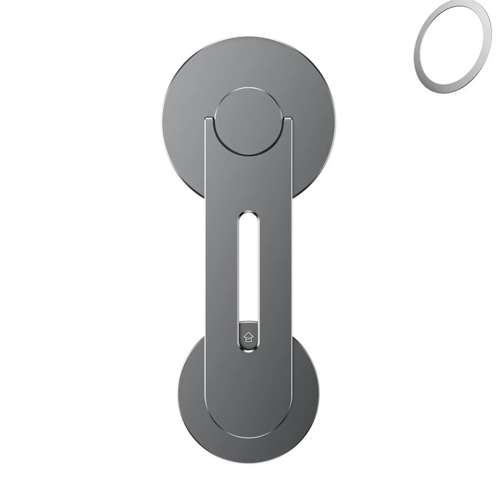 Silver aluminium alloy magnetic car phone holder with 180-degree flip bracket for Tesla dashboard mounting