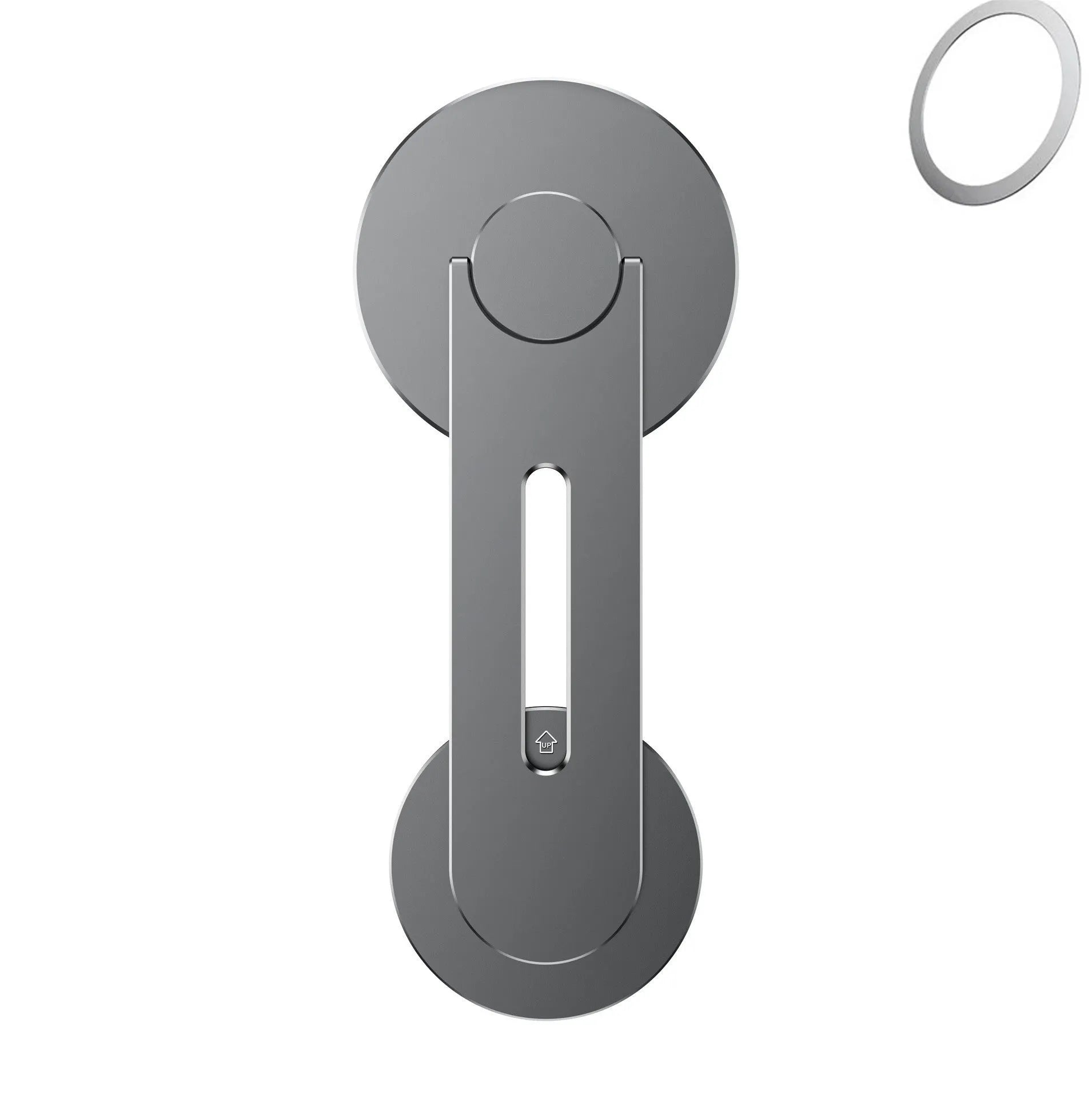 Silver aluminium alloy magnetic car phone holder with 180-degree flip bracket for Tesla dashboard mounting