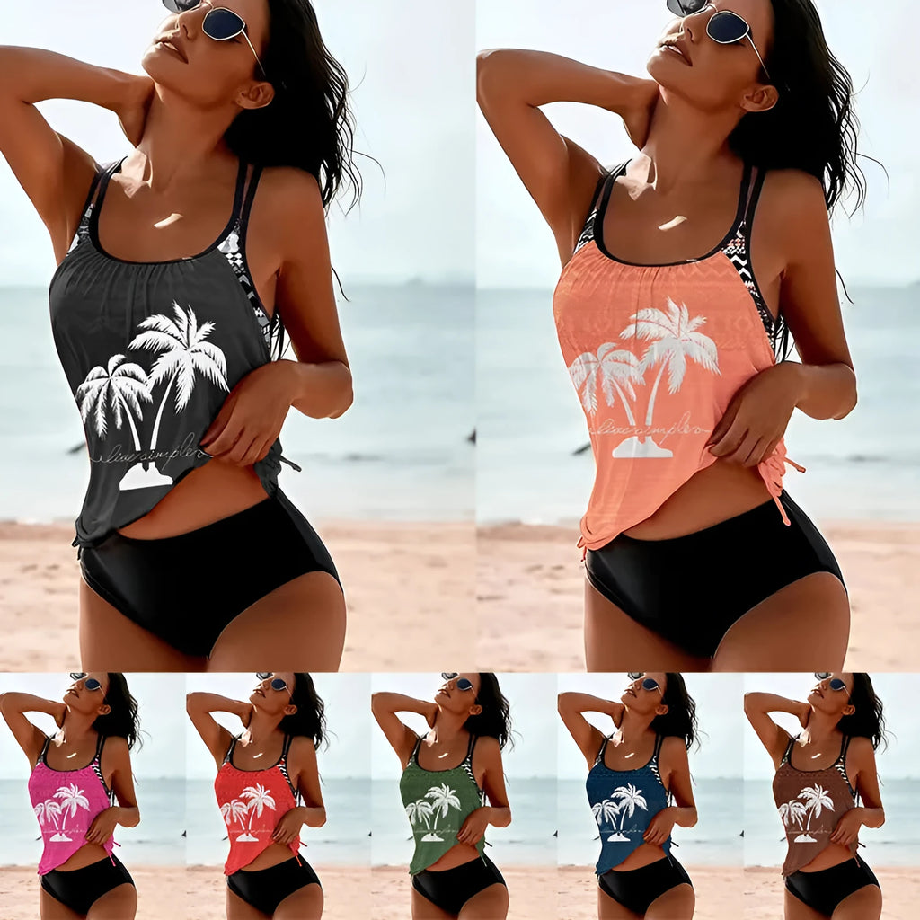 Tangini women's loose fit bikini briefs set in polyester, shown in multiple colour options.