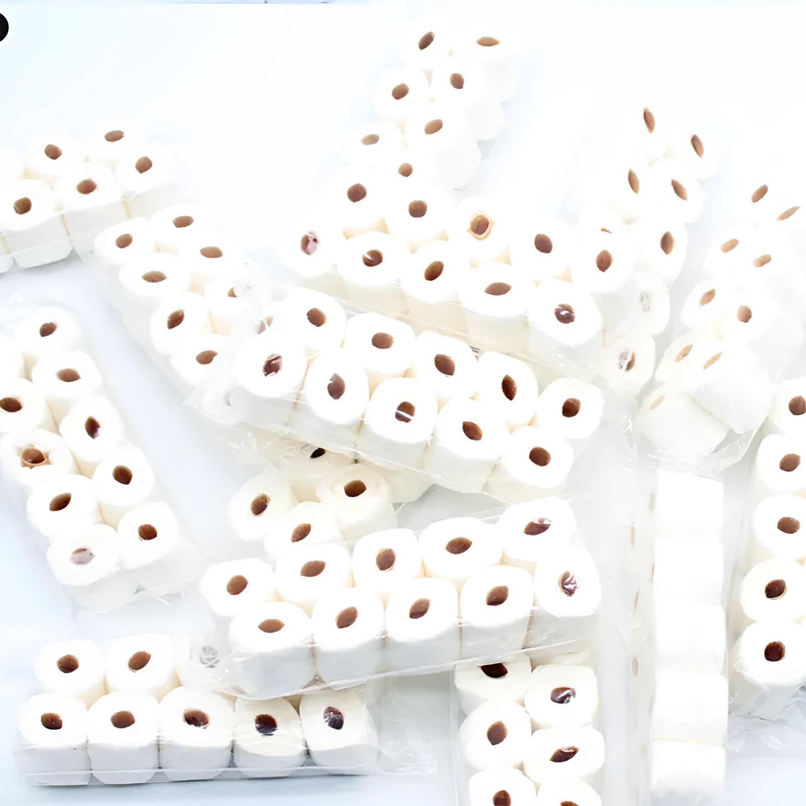 Miniature white paper tissue roll model for dollhouse display