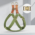 Brown vest-style dog leash with cotton belt construction and alloy fasteners