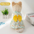 Pet princess dress with floral butterfly knot in ultra-thin polyester fabric for summer wear