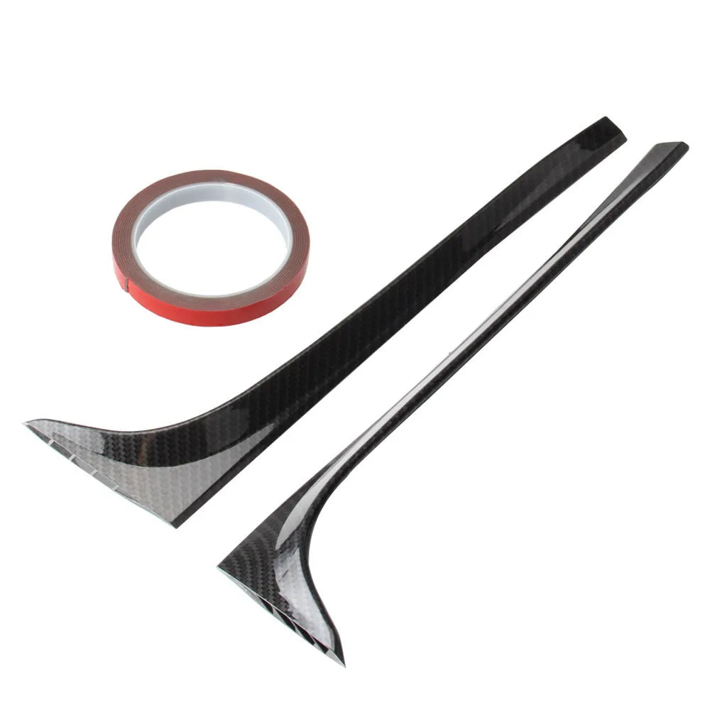 Black glossy and carbon grain rear window spoiler wings for Volkswagen Golf MK7 on a white background.