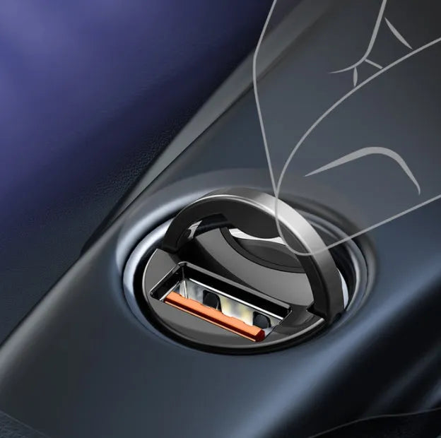 Baseus Huixiaoxing Mini 30W single USB car charger in electro-optical grey with 1m cable