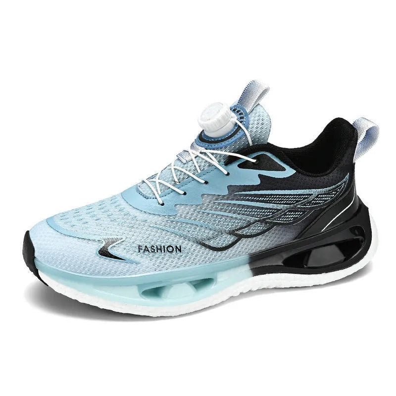 Youth low-top sneakers with shock absorption rotating button in mesh or leather options