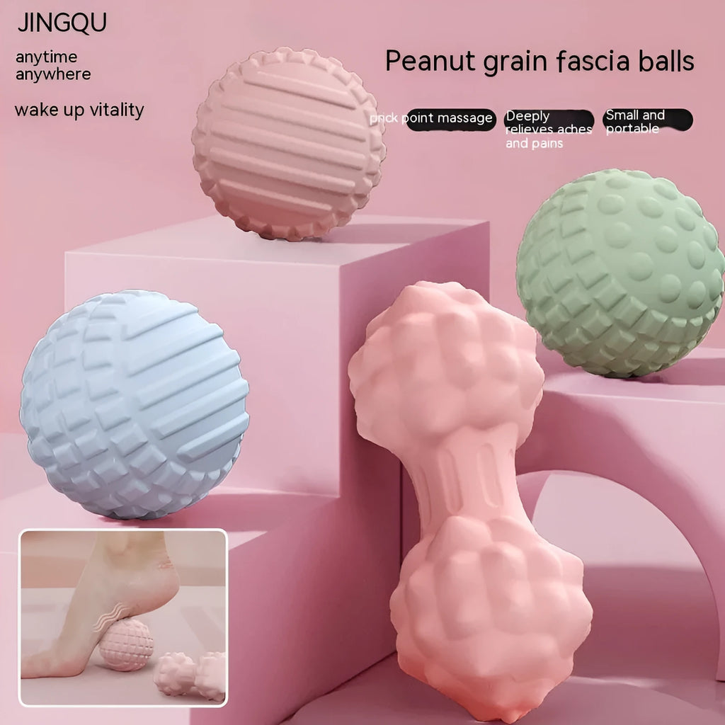 6cm diameter TPR foot massage ball in blue, green, pink, or purple for fitness and reflexology.