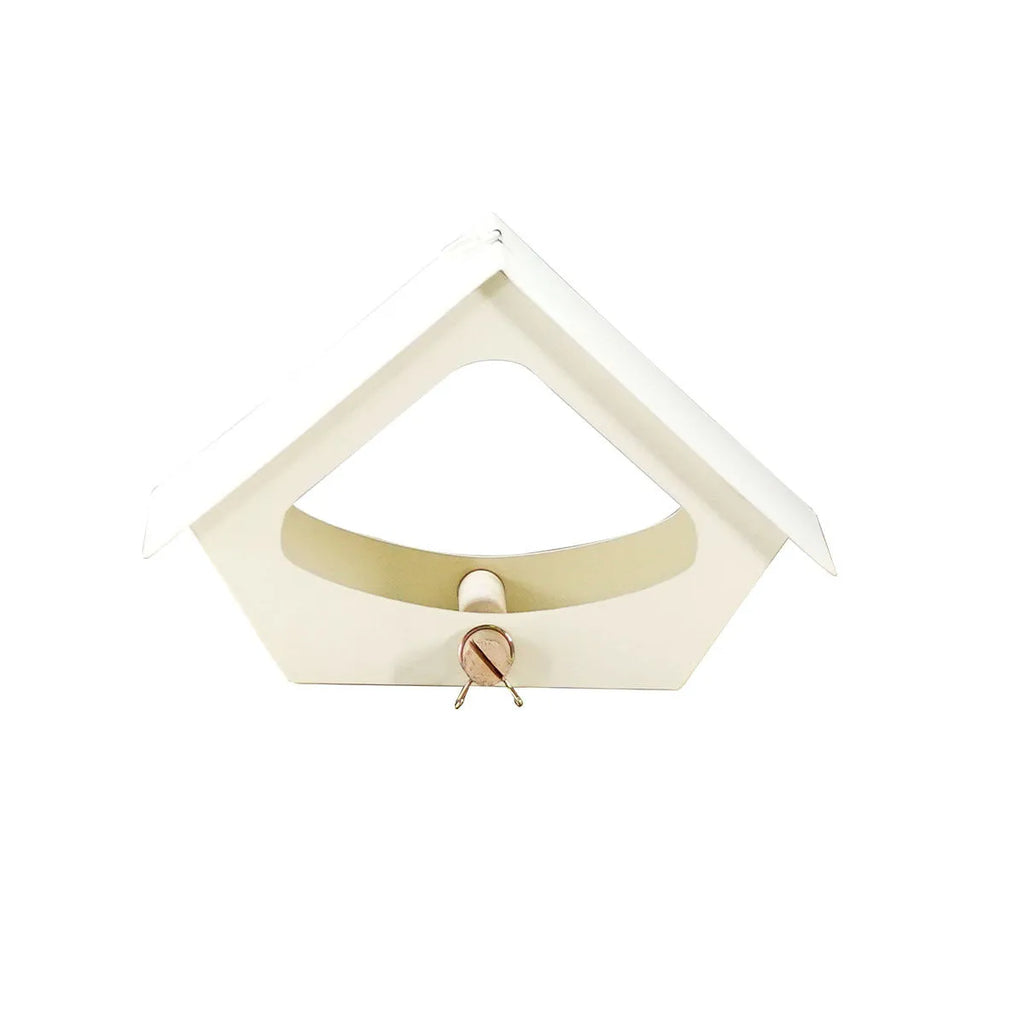 European-style simple iron bird feeder with anti-rain roof for garden hanging.
