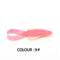 PVC soft plastic fishing lure shown in two sizes, 8cm and 12cm, with a selection of twelve different colour variations.