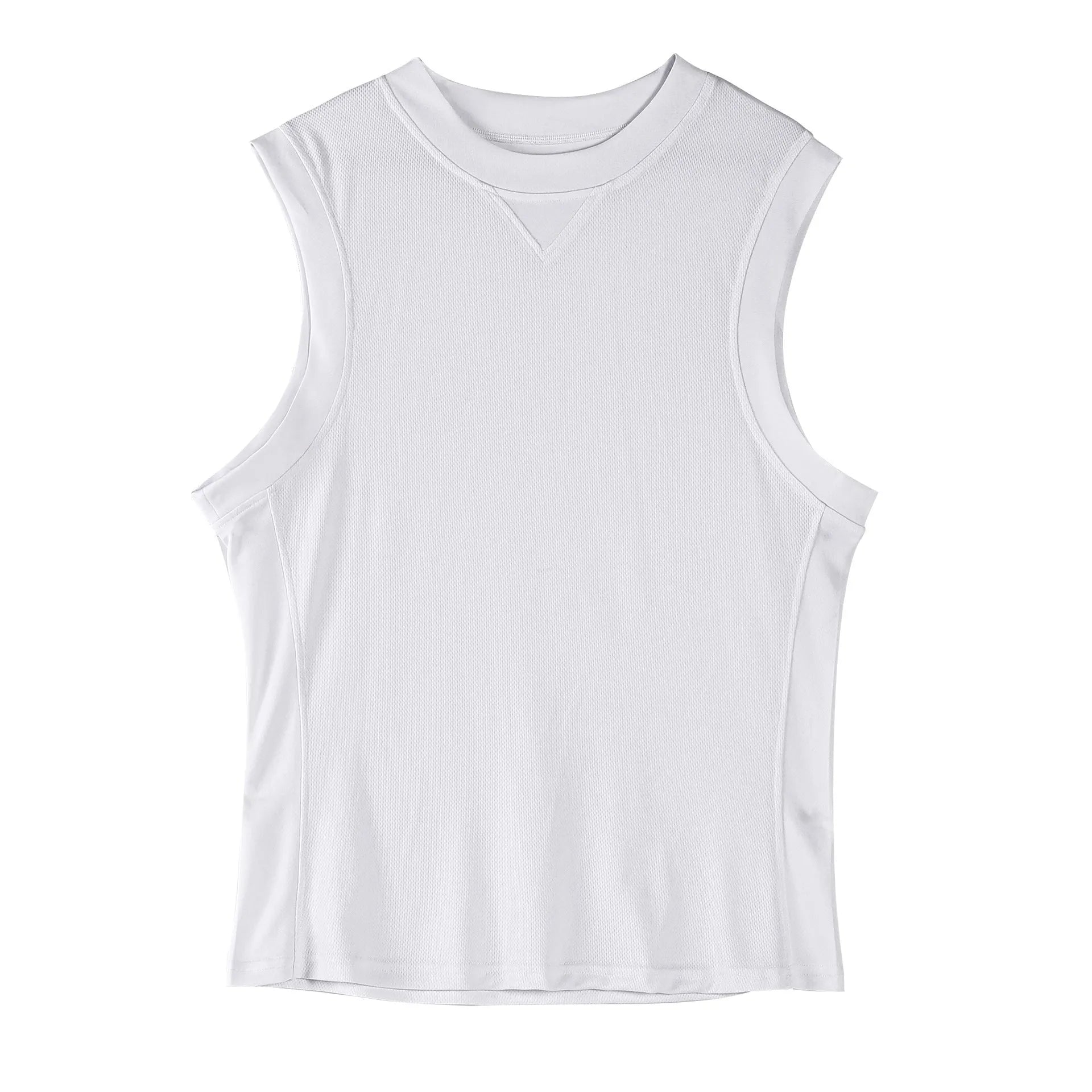 Men's loose fit polyester fitness vest in black colour showing quick-dry sportswear design