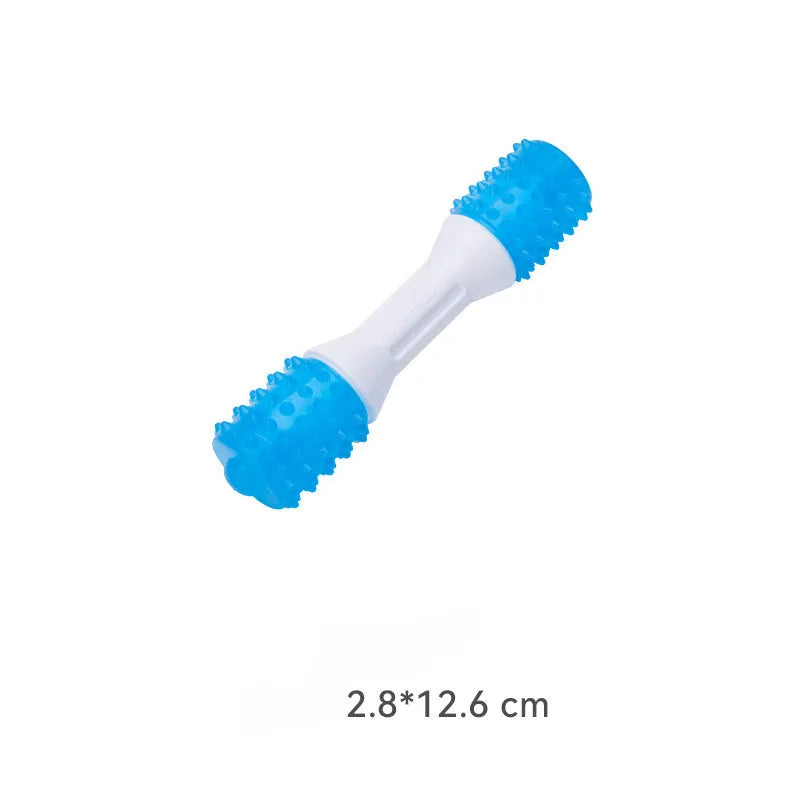 Dual-colour TPR and PU puppy teething chew toy in Aqua Bone shape for dogs