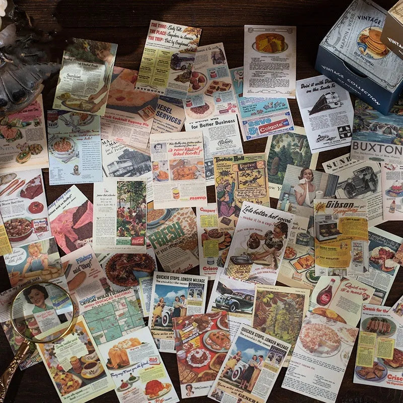 Retro note stickers in box, 320 pieces of 4cm by 6cm double gummed Japanese paper