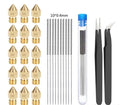 MK8 brass nozzle and stainless steel cleaning pin kit for 3D printer maintenance