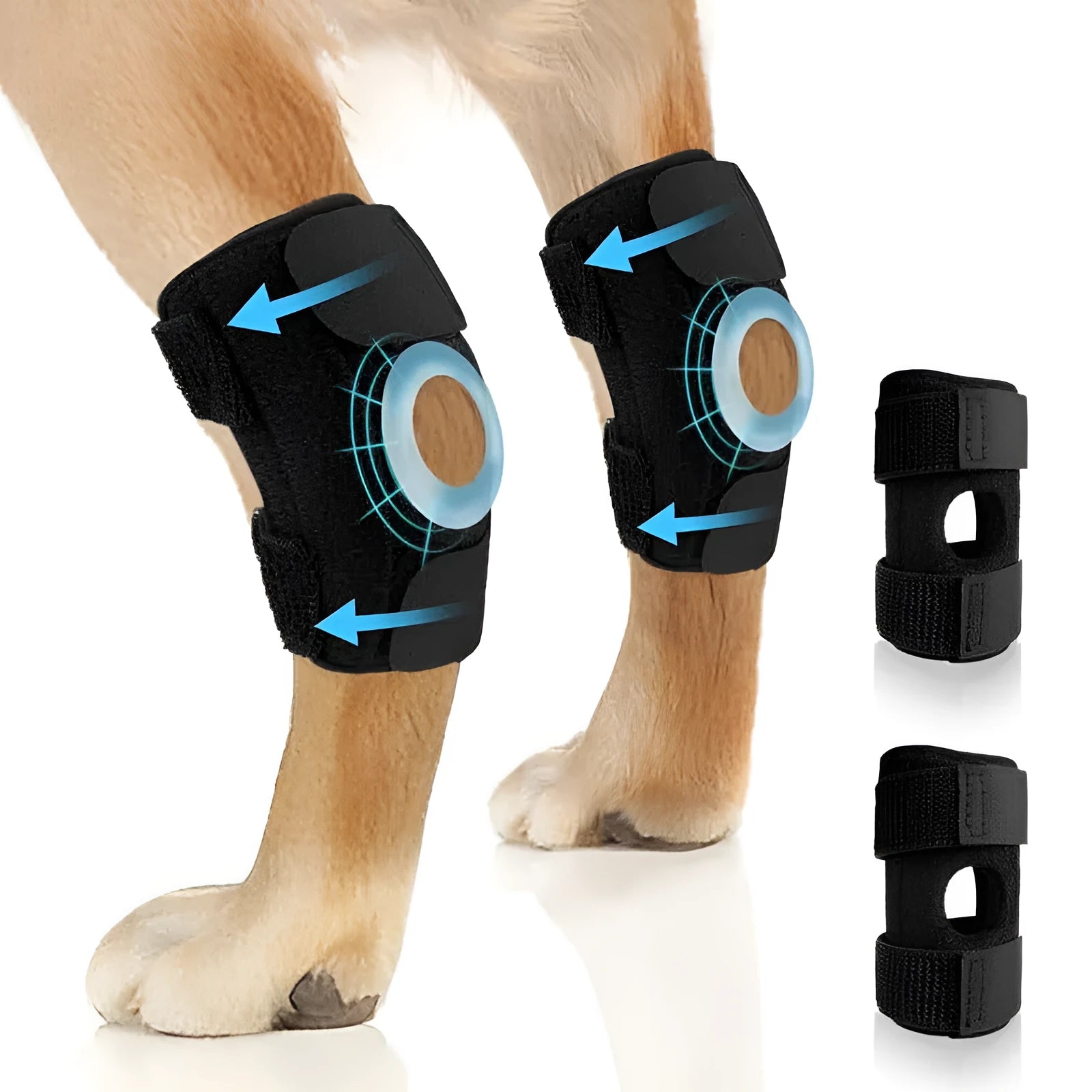 Black polyester pet leg guard for joint protection and ACL rehabilitation