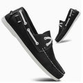 Men's British-style casual shoe with artificial PU upper, flat heel and round toe in solid colour.
