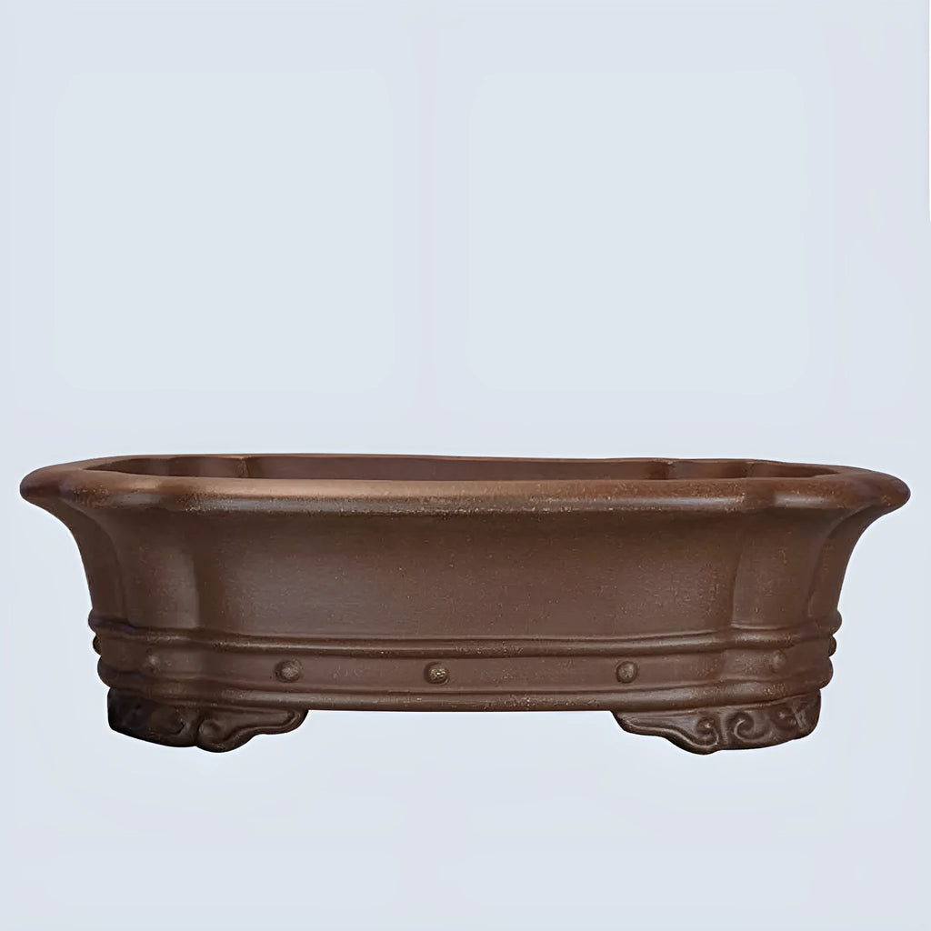 Purple sand rectangular begonia flower pot with antique handmade finish