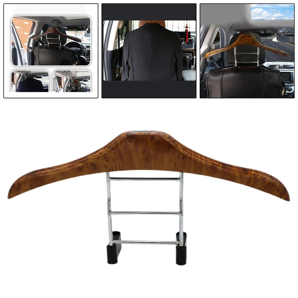 Wood yellow stainless steel car mounted clothes hanger with detachable ABS components