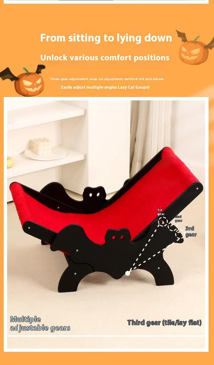 Black and red European-style wooden cat recliner bed for indoor pets