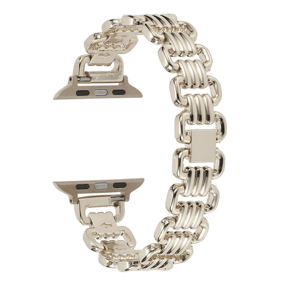 Alloy metal Apple Watch bracelet in silver, black, gold, rose gold, and Starlight colour options