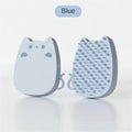 Brown sponge silicone pet grooming brush with dual-texture comb teeth on white background