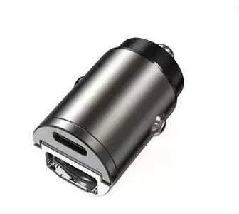Mini 30W car cigarette lighter charger with zinc alloy housing in black colour