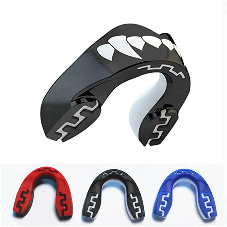 Adult boxing sports mouthguard with printed teeth pattern in choice of colours