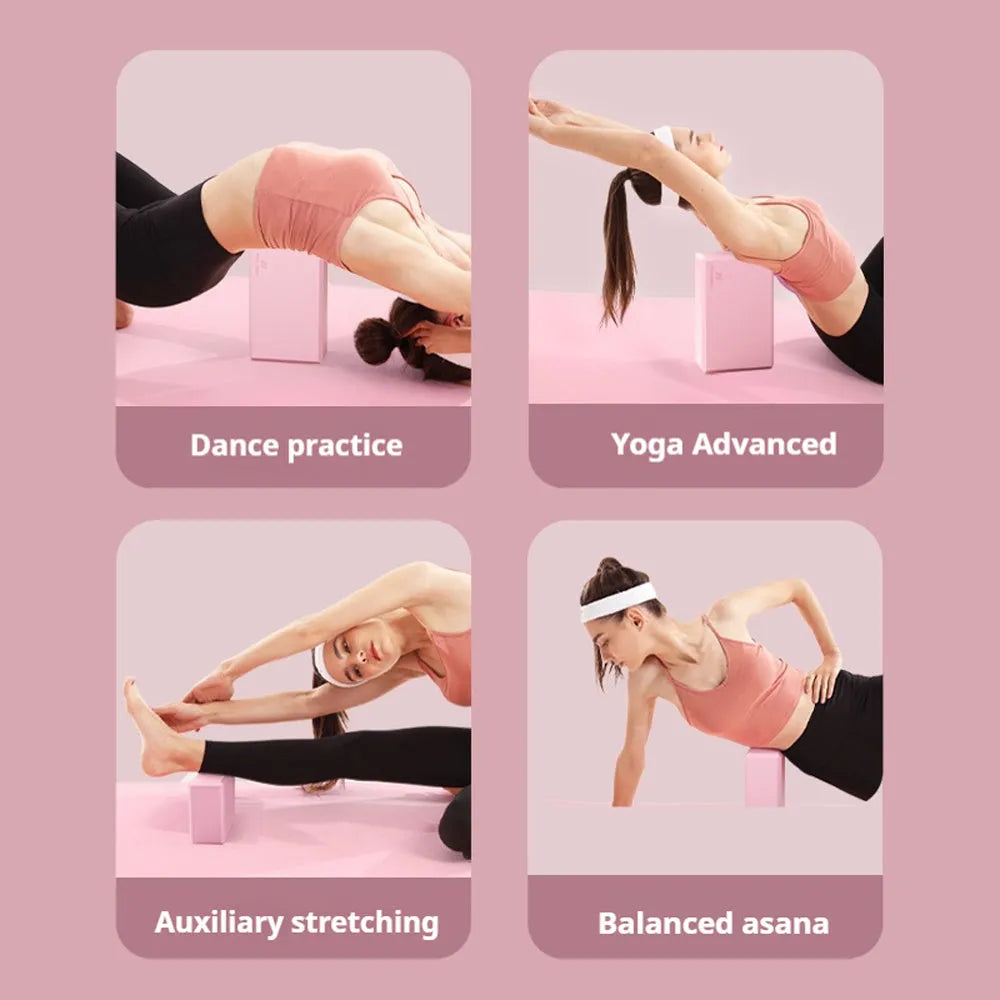 High density EVA foam yoga block with hexagonal ridges in solid colour for gym training and stretching